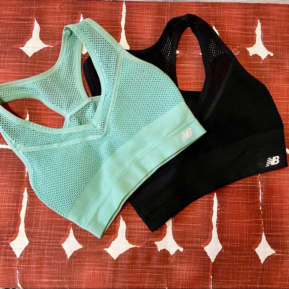 2 new balance sports bras size small blue black